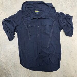 Ralph Lauren Rugby Navy Blue Hooded Button Up Shirt XS